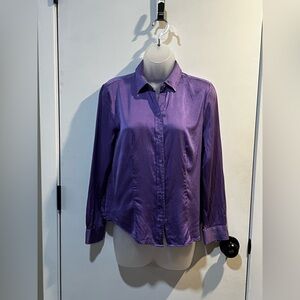Talbots Purple Silk Button-Up Shirt